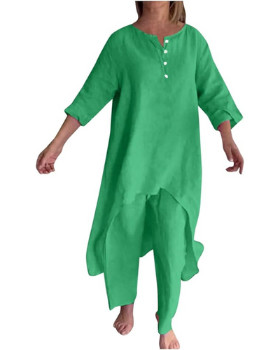 Conjunto de Lino | Blusa + Pantalón de Regalo🎁