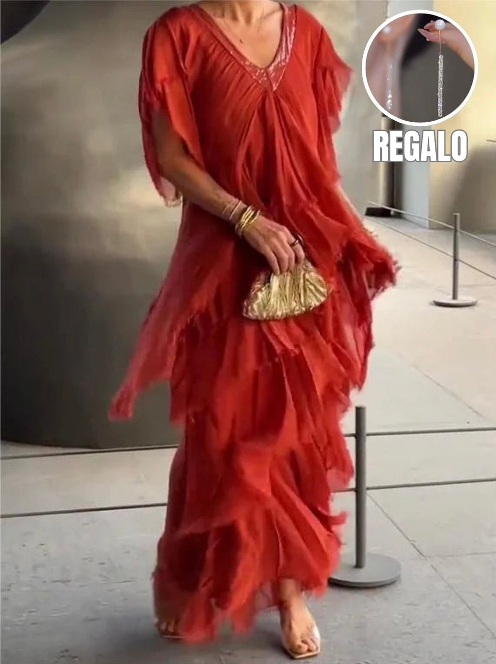 Mercedes® | Vestido largo + Pendientes de Regalo