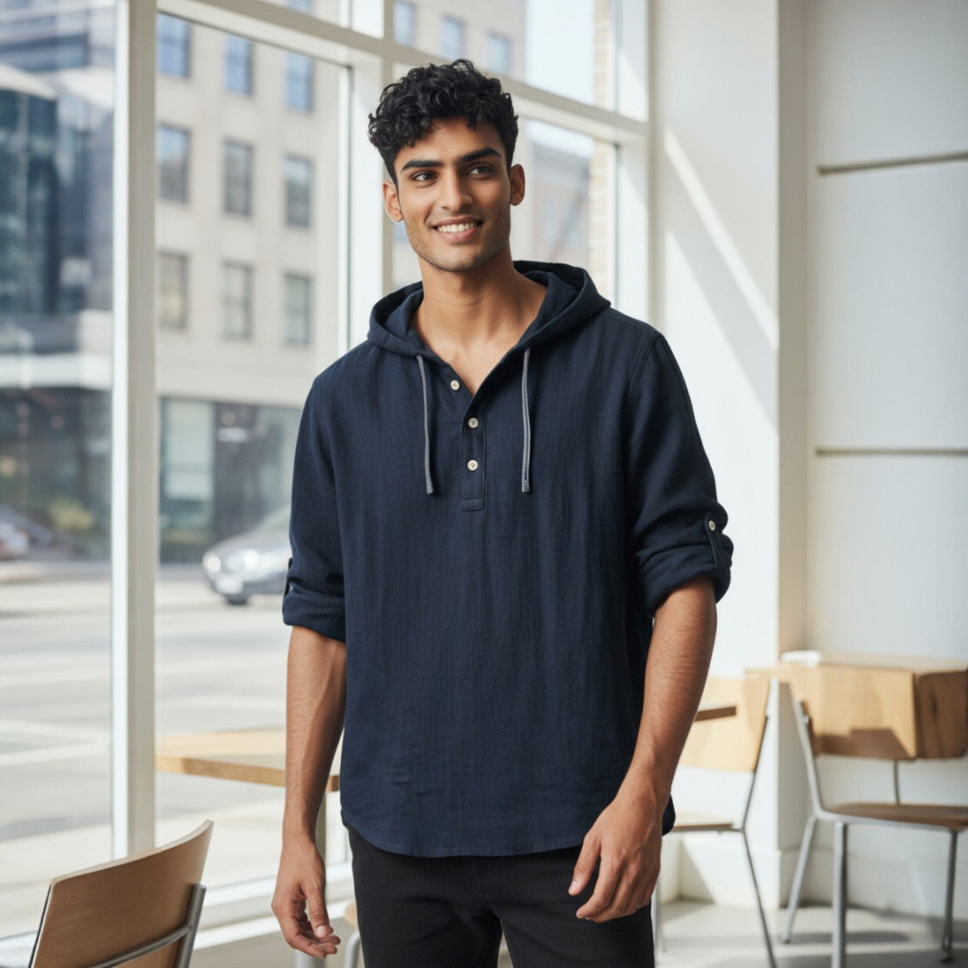 Javier™ | Camisa de Lujo con Capucha en Lino Natural