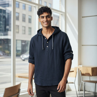 Javier™ | Camisa de Lujo con Capucha en Lino Natural